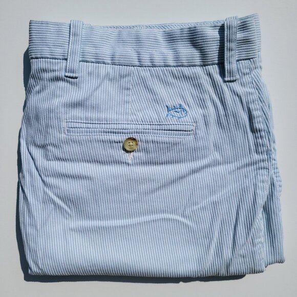 Southern Tide Shorts, Men's 38W, Light Blue & White Stripe, Flat‎ Front - Picture 1 of 11